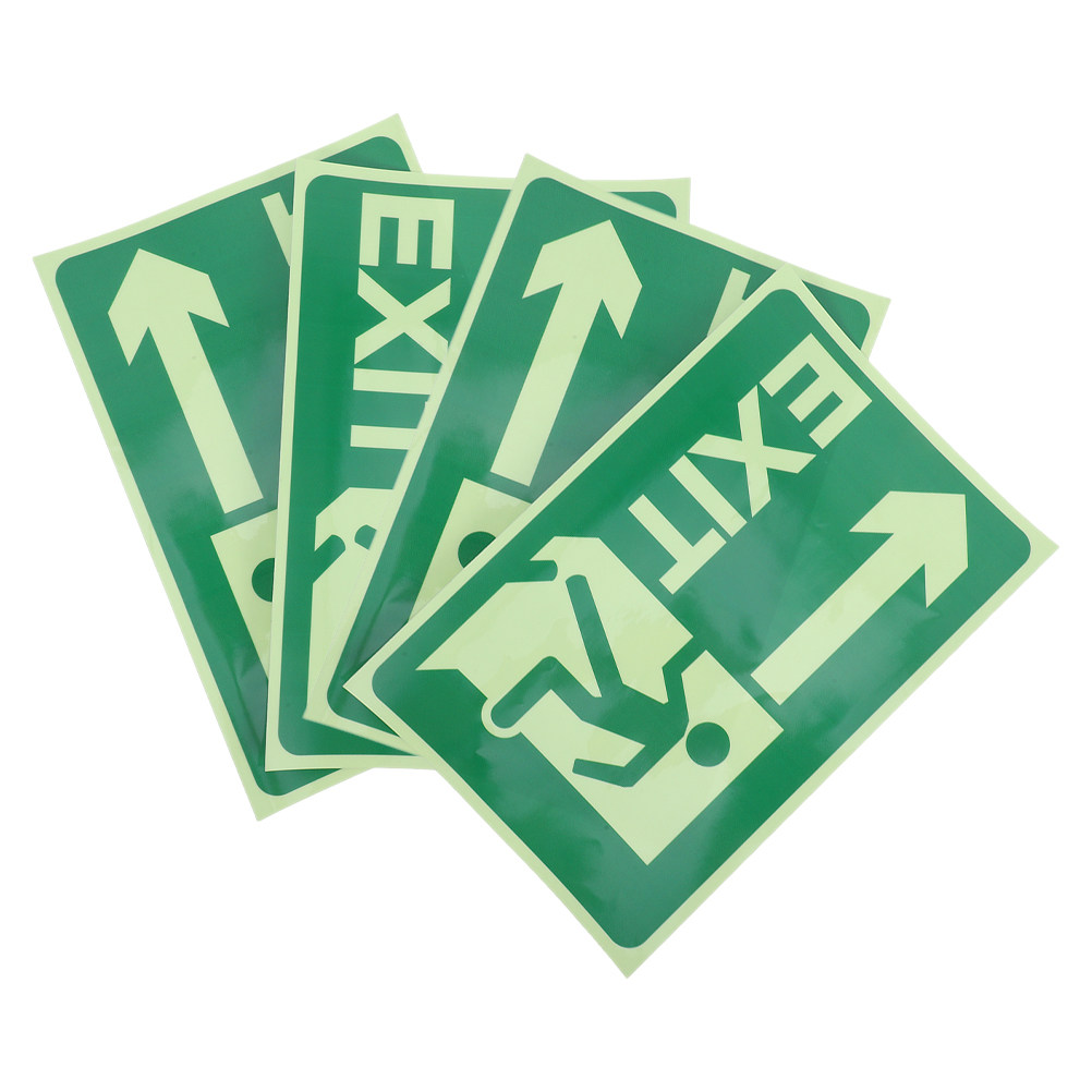 Emergency Exit Sign - 4 Stück Leuchtende Notausgang-Aufkleber, Selbstklebende Sicherheits-Notfall-Evakuierungsschilder