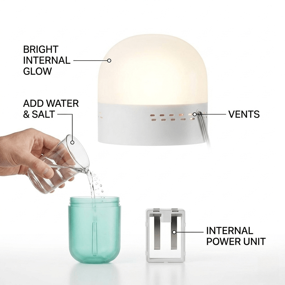 Power Outage Light - Tragbare Salzlampenlampe, kompakte Größe von 65,5